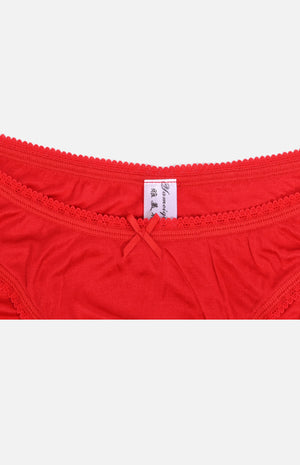 Ladies Low Waist Silk Panties-Red