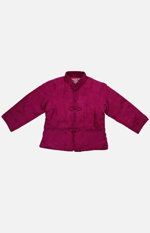 Double Horse Girl's Silk Wadded Jacket(Rose Size 10)