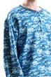 Blue round-neck Printed Pullover