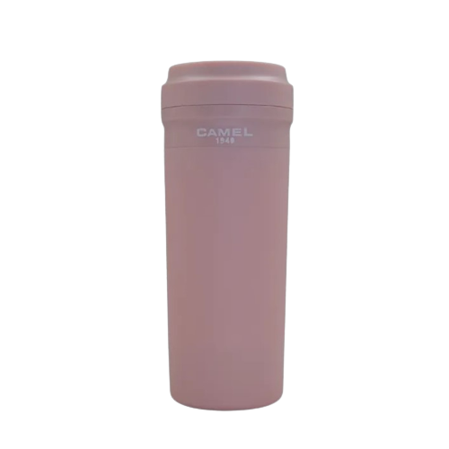 Camel Cuppa35 Glass Vacuum Mug in Plastic Case 350ml(Pink)