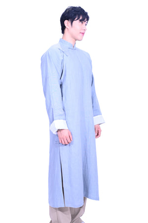 Mandarin Square Men's Linen Cheongsam-GREY