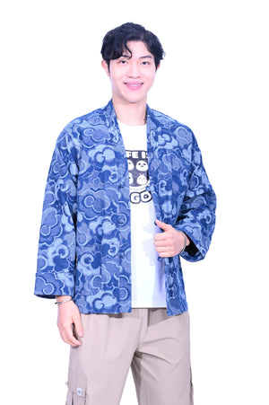 Line & Curve Men's Denim V Neck Jacket