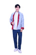 Mandarin Square Silk Reversible Jacket Grey/RED