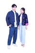 Mandarin Square Men's Silk Padded Jacket Navy