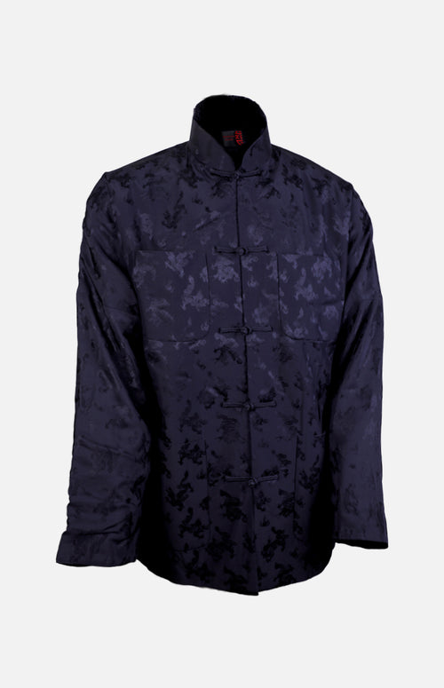 Silk Padded Jacket (Dragon Pattern)-Navy