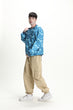 Blue round-neck Printed Pullover