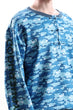 Blue round-neck Printed Pullover